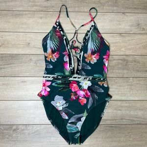La Blanca Floral One Piece Swimsuit - Green and Pink
